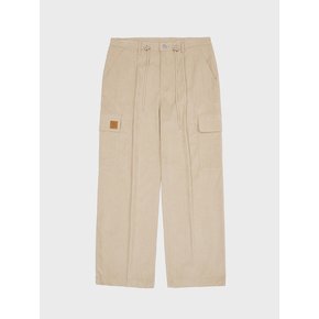 Corduroy Cargo One-Tuck  Wide Pants Beige