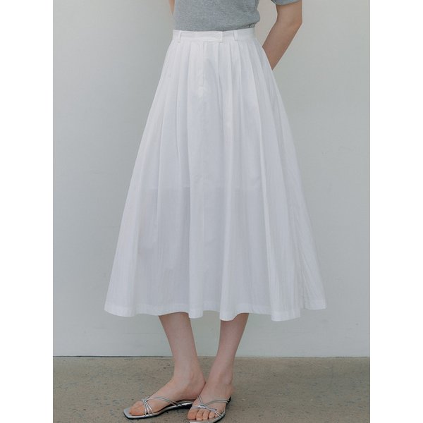 tuck detail full skirt (white) orc 6006