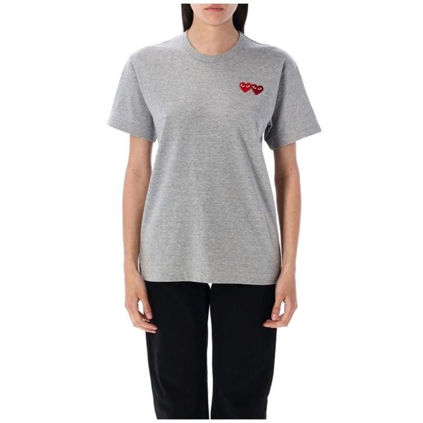 26SS 꼼데가르송 더블하트 와펜 반팔티 AX T226 051 3 GRAY DOM