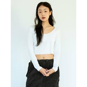 U NECK CROP TEE_WHITE