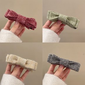 러블리 울 니트 트위드 리본 클립핀 털 헤어 집게핀 예쁜 머리핀 헤어핀 겨울 패션 집게삔