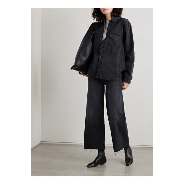 라이아 프레이드 크롭 하이웨이스트 와이드 진 블랙 1647597350135571