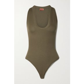 Quinn Ribbed Stretch-modal Bodysuit 그린