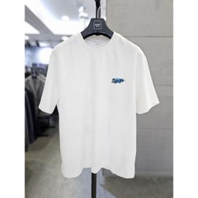 세이브존03  남자 여름 화이트 오버핏 프린팅 라운드 반팔 티셔츠 WSAFA2KR45A_P420352564