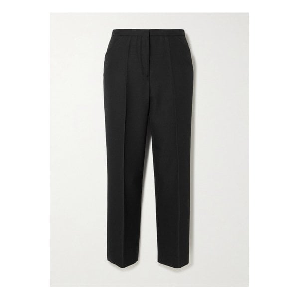 크롭 플리츠 그랑 드 푸드르 울 스트레이트 팬츠 블랙 1647597357658943