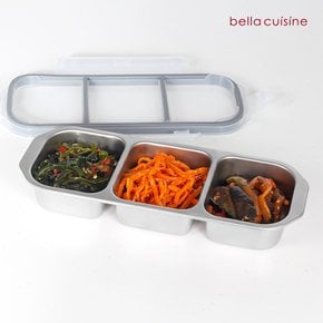 3칸 무연마제 스텐 304 칸칸 밀폐용기 600ml 나눔 반찬통 도시락통