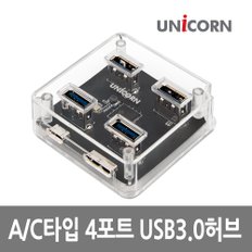 RH-T40L USB3.0 4포트 무전원 USB허브 (A타입+C타입 겸용)