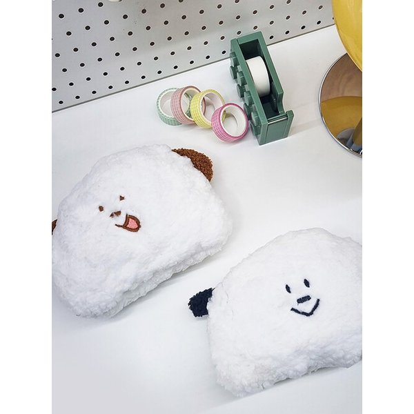 미니 스마일 캐릭터 보들보들 화이트 파우치