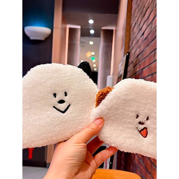 미니 스마일 캐릭터 보들보들 화이트 파우치