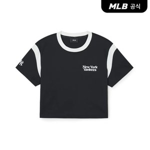 MLB [코리아공식]여성 바시티 크롭 반팔 티셔츠 NY (Black)