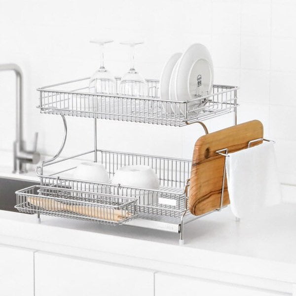 [로긴] 쟁반형 올스텐 싱크대 식기건조대 2단 (풀세트)