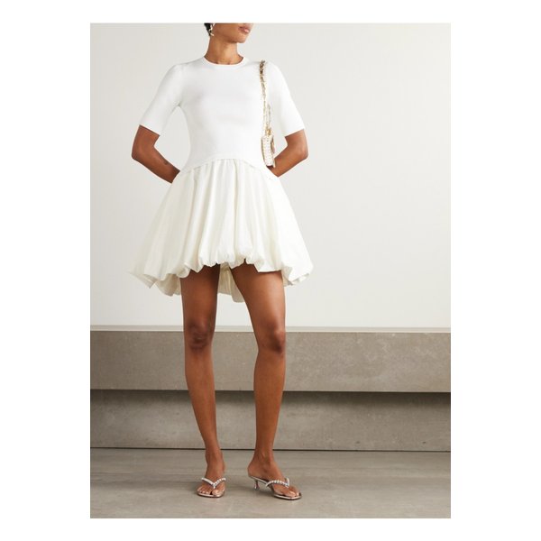 심카이 켄리 골지 니트 플리츠 태피터 미니 드레스 화이트 46376663162889544