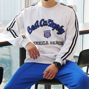 WSM 남자 빅사이즈 비스트 팔 라인 포인트 맨투맨