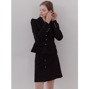 BAUbybrideAndYou ESME H-line tweed wool mini skirt (Black)