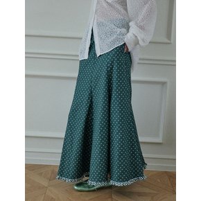 Hippie flower long skirt / Green