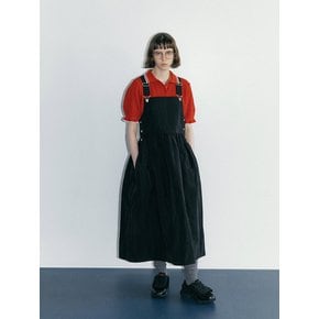 SIDE PUFF NYLON OVERALL DRESS / BLACK