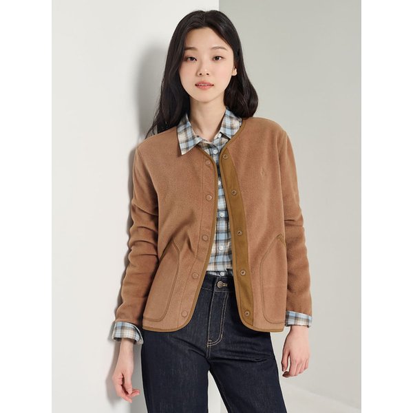 플리스 버튼 다운 아우터  옐로이시 브라운 (BF5939P01B)