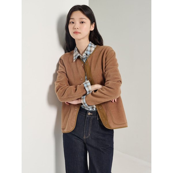 플리스 버튼 다운 아우터  옐로이시 브라운 (BF5939P01B)