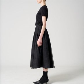 [폴앤컴퍼니] Embroidered organza full pleated midi-skirt