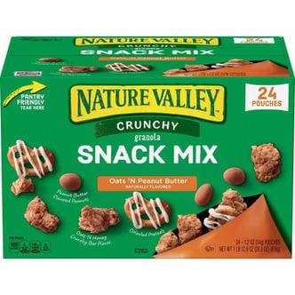  [해외직구] 네이처밸리 크런치 그래놀라 스낵 믹스 오트 N 피넛 버터 24입 Nature Valley Crunchy Granola Snack Mix Oats N Peanut Butter (24