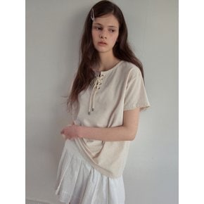 Vintage Eyelet Half T-Shirt_Beige(OB6TP13)