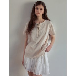 Vintage Eyelet Half T-Shirt_Beige(OB6TP13)