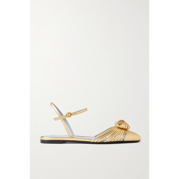 로열 V로고 메탈릭 가죽 슬링백 플랫 46376663162985160