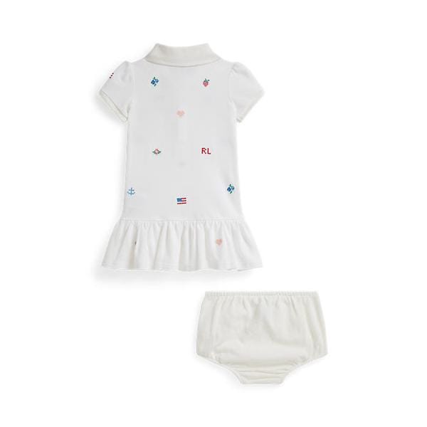 랄프 로렌 베이비 여아 임브로이더 코튼 폴로 드레스 앤 블루머(CWPODRSF3D20746100)