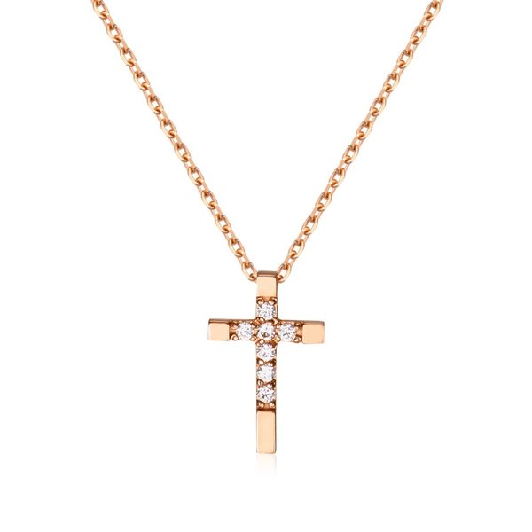 [비앤비골드] 18K 심플 큐빅 십자가 펜던트 NPP40628
