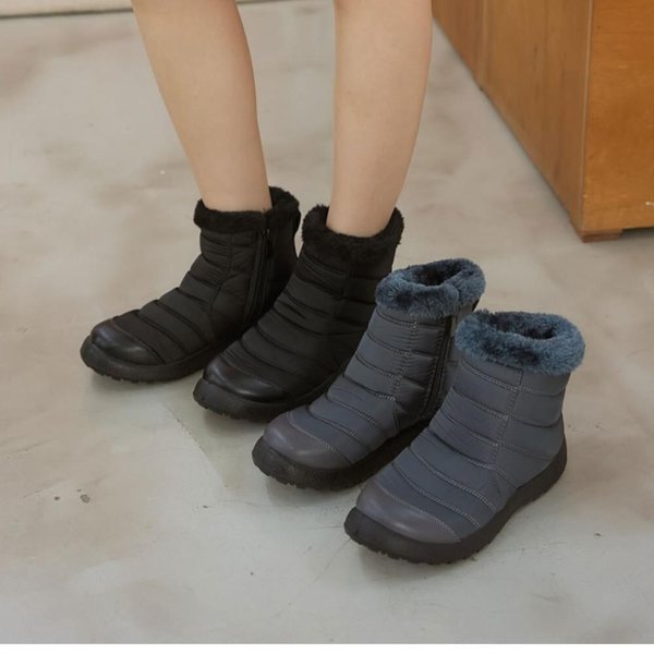 [옷자락] 여성 안감 4cm 패딩 퍼 캐주얼 앵클부츠