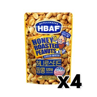  HBAF 바프 허니로스티드땅콩 견과류간식 120g x 4개