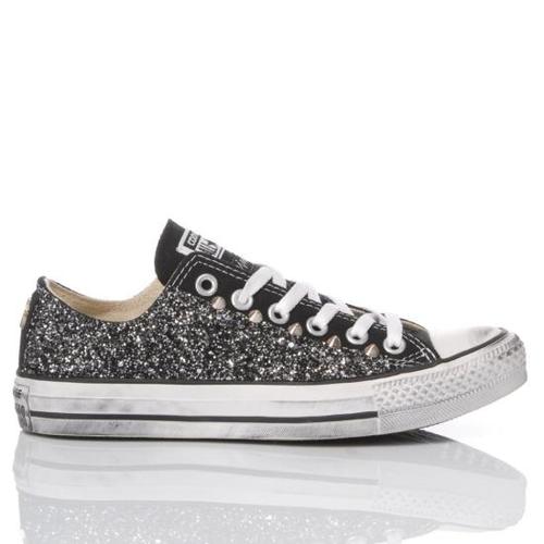 컨버스 스니커즈 128 CONVERSE GLITTER BLACK OX White