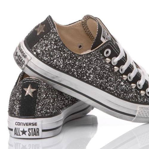 컨버스 스니커즈 128 CONVERSE GLITTER BLACK OX White