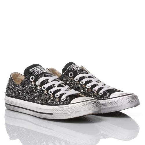 컨버스 스니커즈 128 CONVERSE GLITTER BLACK OX White