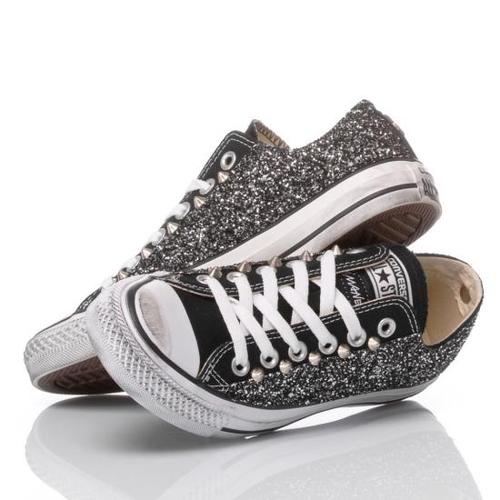 컨버스 스니커즈 128 CONVERSE GLITTER BLACK OX White