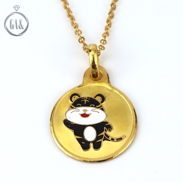 [가앤] 24k순금 호랑이 어린이 목걸이 메달 펜던트 3.75g
