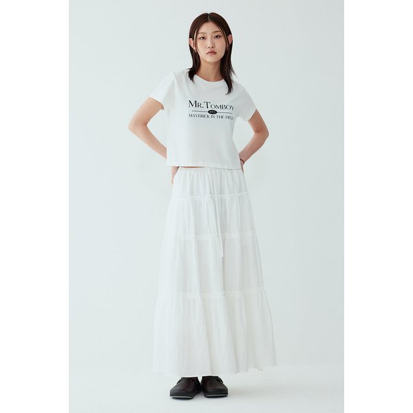 [리오더] 티어드 셔링 볼륨 스커트 9105332121102