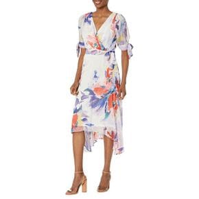 5010317 DKNY Tie Sleeve V-Neck Faux Wrap Dress