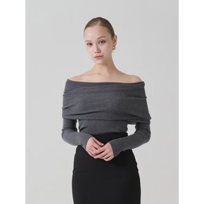 Overlap Off-shoulder long sleeves knit