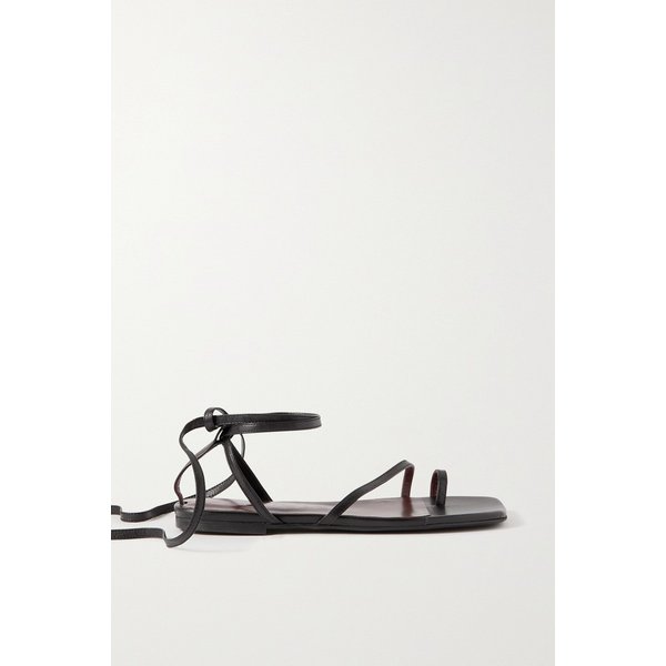 스타우드 Nicola Tie-detailed Leather Sandals 블랙 33258524072532416