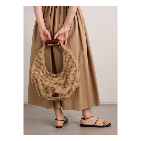 스타우드 문 라지 가죽 트리밍 라피아 토트 뉴트럴 1647597357747064