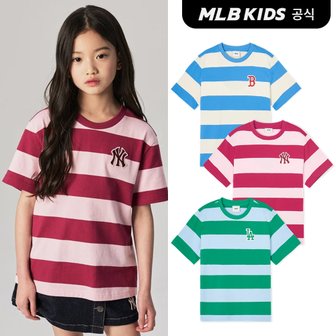MLB키즈 (공식)24SS 바시티 스트라이프 티셔츠 (3color) 7ATSV0343
