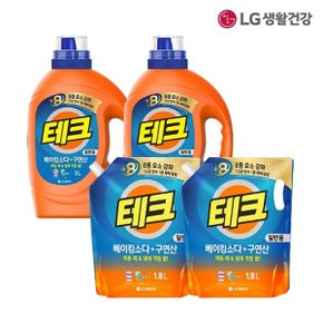 LG테크 베이킹소다+구연산 액체세제(일반) 용기 3L*2개 +1.8L*2개