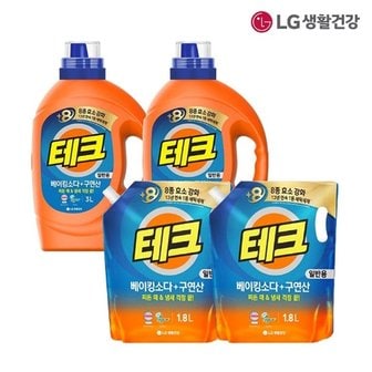  LG테크 베이킹소다+구연산 액체세제(일반) 용기 3L*2개 +1.8L*2개