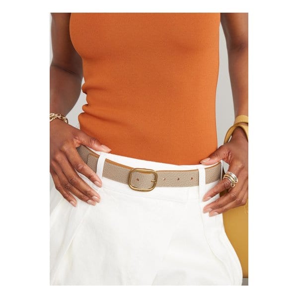 베이지 텍스처 가죽 벨트 46376663162858966