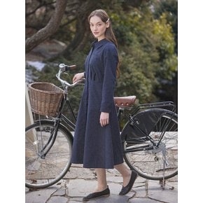 Puff Sleeve Shirt Dress - Navy