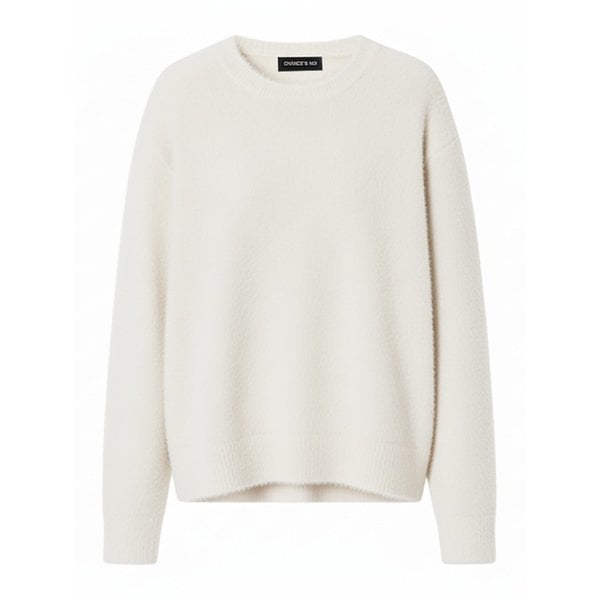 앙고라 헤어리 라운드 니트 (블랙,그레이,블루,아이보리)/M254TP07