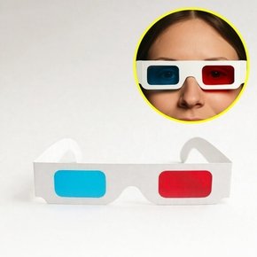 종이 3D 입체 안경 빨강 파랑 적청 셀로판지 글라스 애너글리프 TV 영화 쓰리디 영상