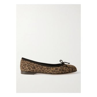 마놀로블라닉 베랄리 보우 디테일 레오파드 프린트 스웨이드 발레리나 플랫 1647597347824465