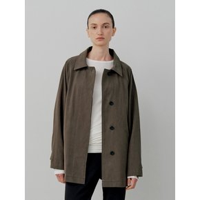 Classic Twill Raglan Half Coat - Brown